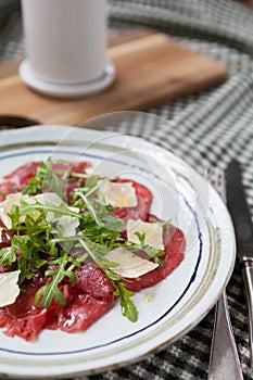 Beef carpaccio, Italian cuisine.