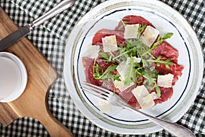 Beef carpaccio, Italian cuisine.