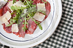 Beef carpaccio, Italian cuisine.