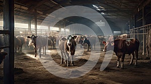 Beef cattle farming and large group of cows , generated ai image