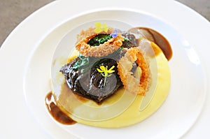 Beef cheeks dish.