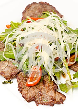 Beef with cheese, closeup