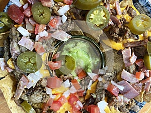 Beef and Cheese Nachos Mexican Food Appetizer