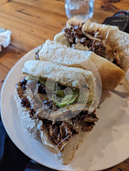 Beef cheese steak sandwich hoagie