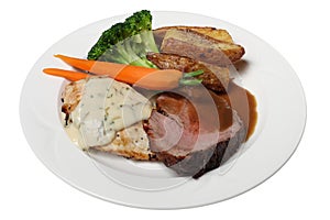 Beef and chicken dinner