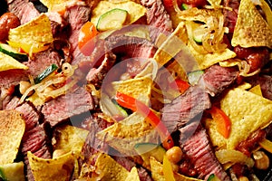 Beef entrecote and nachos Tex-Mex recipe