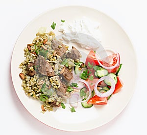 Beef with freekeh meal from above photo