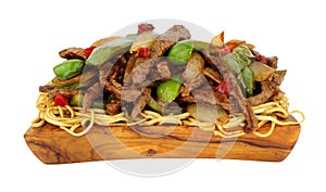 Beef and green peppers in black bean sauce