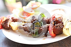 Beef kababs on the grill