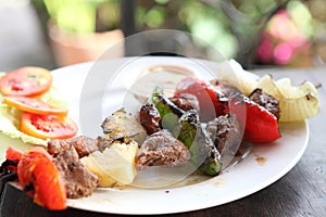 Beef kababs on the grill