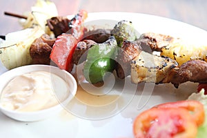 Beef kababs on the grill