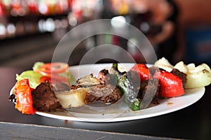 Beef kababs on the grill