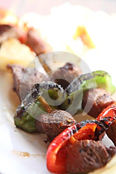 Beef kababs on the grill