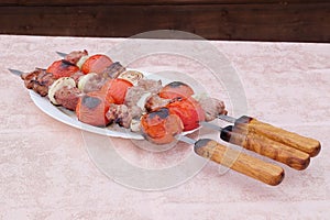 beef kababs on the grill