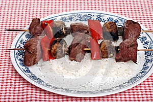 Beef kabobs with vegetables