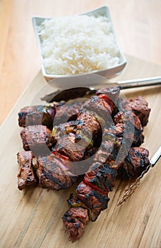 Beef kebab and rice