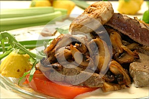 Beef liver and mushrooms