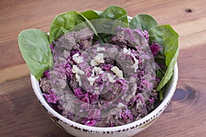 Beef liver and sauerkraut salad