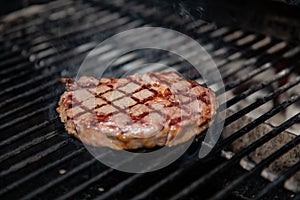 Beef Loin Top Sirloin Steak Cooking on the Grill