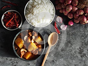 Beef massaman curry, authentic Thai and Indian food