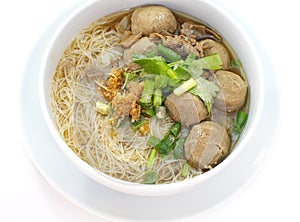 Beef and meat ball noodle soup