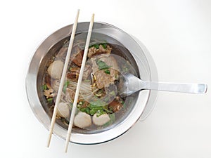 Beef and meat ball rice noodle