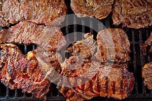 Beef meat barbecue grilled with embers and smoke