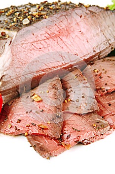 Beef meat served with slice