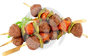 Beef Meatball And Vegetable Kebabs