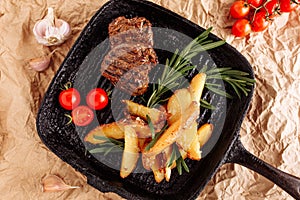 Beef Medallion Grilled Country Potato Flat Lay