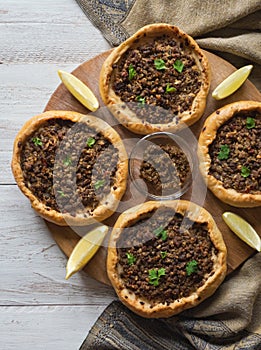 Beef Mince Sfiha - Arabian opened meat pies.