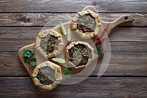 Beef Mince Sfiha - Arabian opened meat pies.