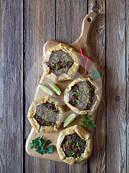 Beef Mince Sfiha - Arabian opened meat pies.