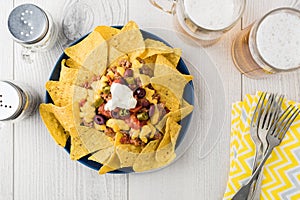 Beef nachos with beers