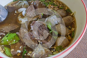 The beef noodle cuisine of Thailand. Can eat it