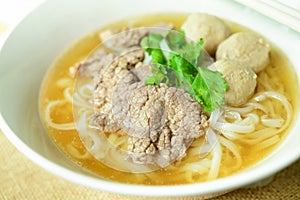 Beef noodle soup, Asian style in thailand