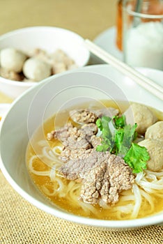 Beef noodle soup, Asian style in thailand