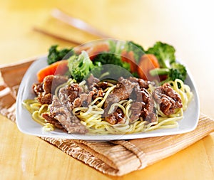 Beef and noodles japanese teriyaki dish