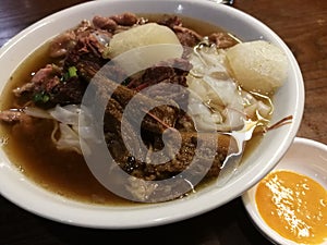 Beef noodles soup in asia