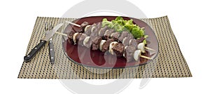 Beef onion kabobs meal
