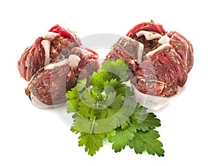 Beef paupiette in studio