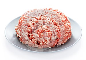 Beef or pork fat minced meat on plate