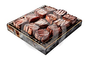 Beef and pork slice on grille for barbecue Japanese food style,