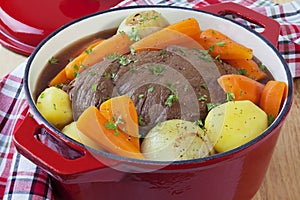 Beef Pot Roast in a Red Pot photo