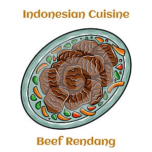 Beef Rendang. Indonesian traditional food with Herbs and Spices