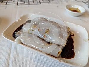 Beef rice roll dim sum