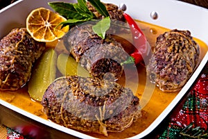 Beef rolls from the oven