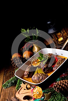 Beef rolls from the oven