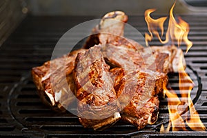 beef short ribs on bbq grill