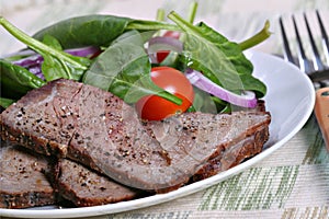 Beef sirloin and spinach